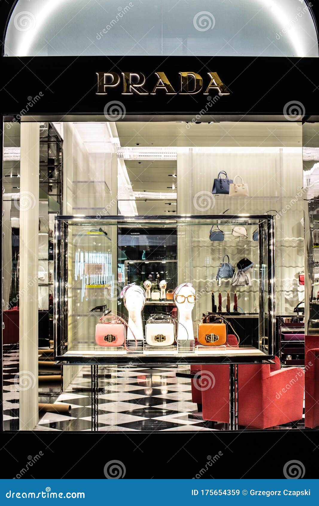Prada Fashion Store, Window Shop, Bags, Clothes and Shoes on Display for  Sale, Modern Prada Fashion House Editorial Stock Image - Image of boutique,  designer: 175654359