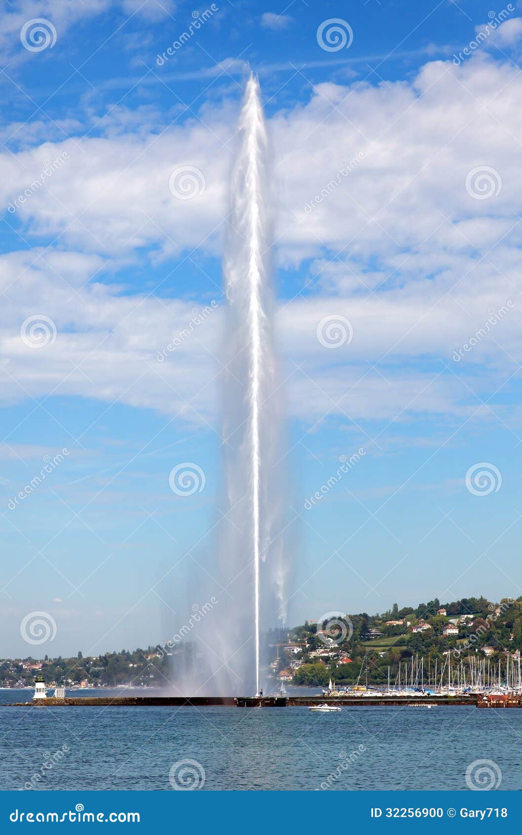Geneva Water Jet on Lake Leman Stock Photo Image of monument, boat