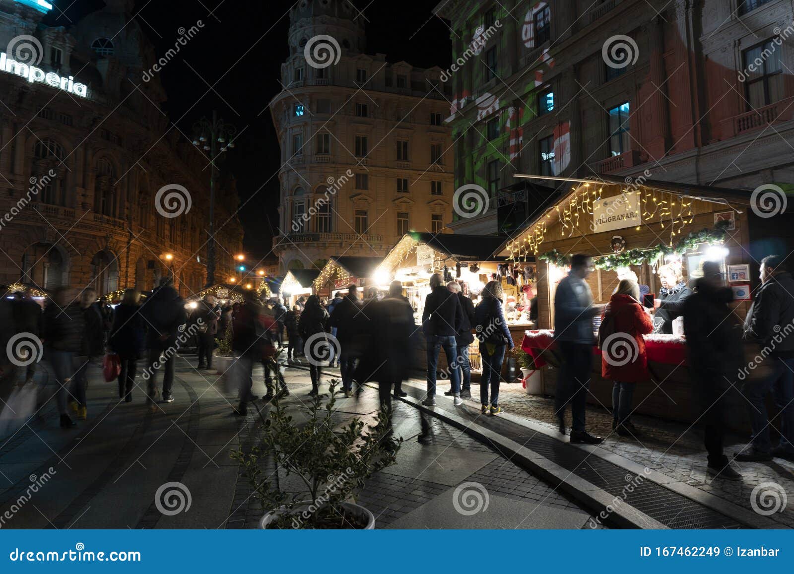 GENOA, ITALY - DECEMBER 22 2019 - Traditional Christmas Market In De Ferrari Place Editorial ...