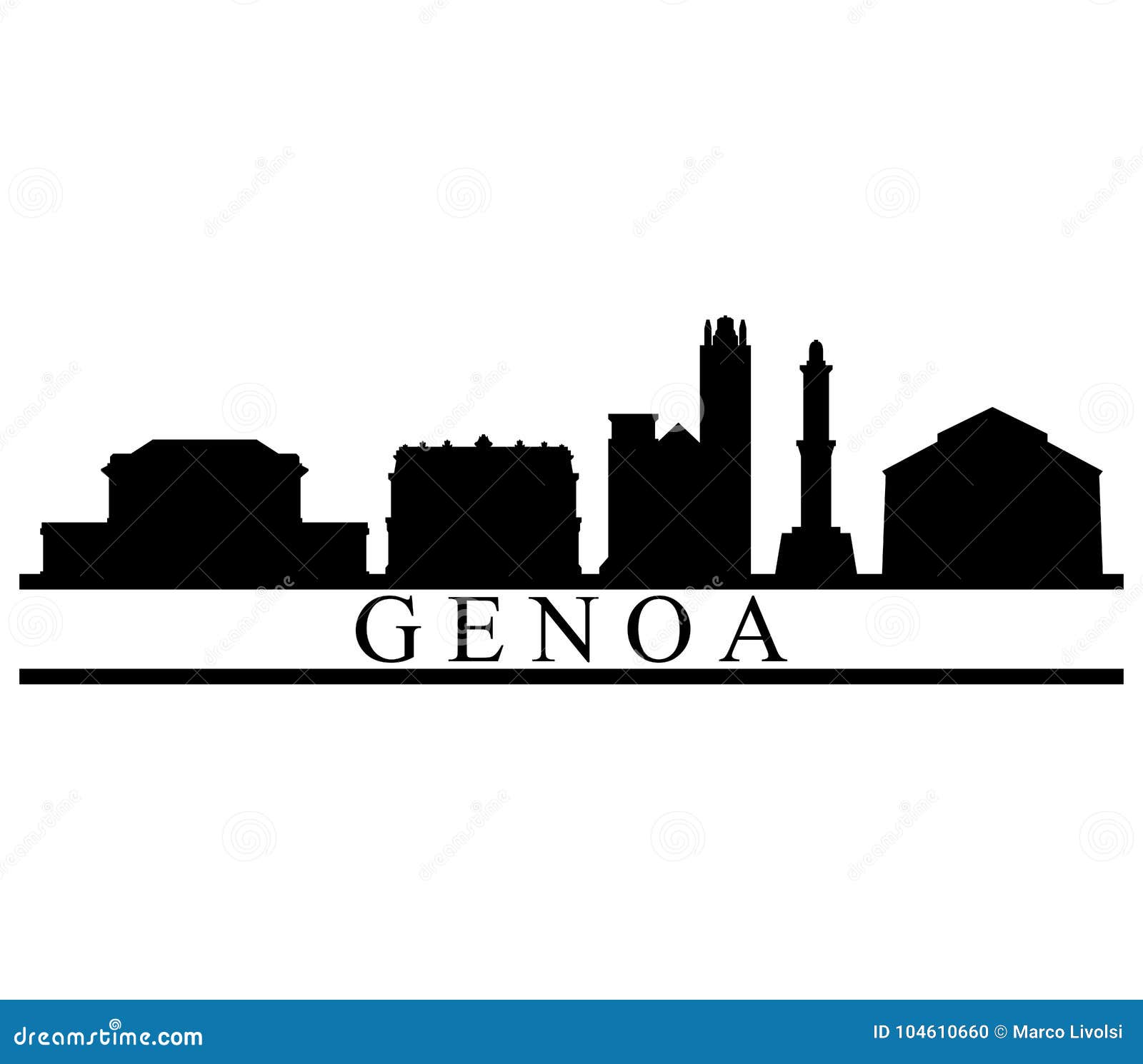 Genoa Skyline And Landmarks Silhouette Cartoon Vector CartoonDealer