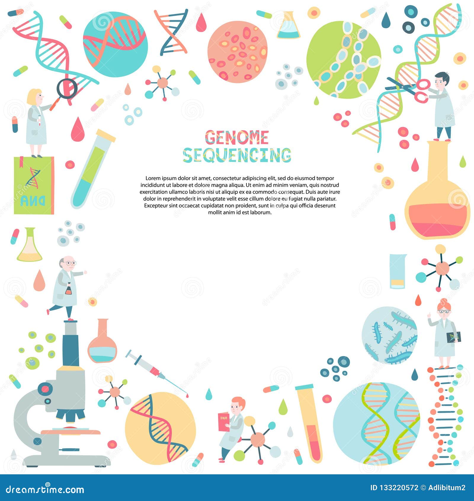 Genome Sequensing. Vector Illustration. Isolated on White. Stock Vector