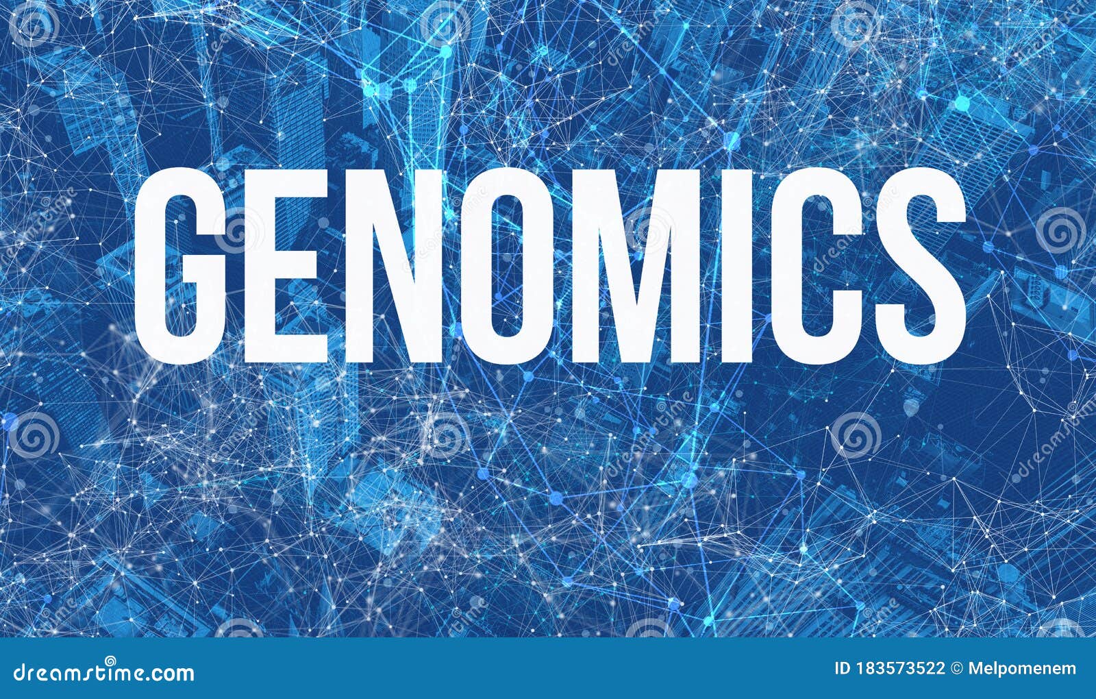 genomics theme with abstract cityscape