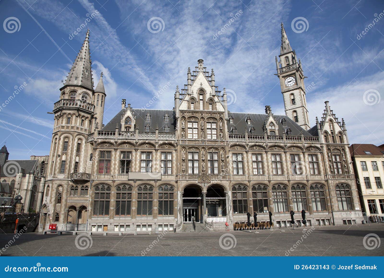 Gent Post Palace in Morning Light Stock Image Image of architecture