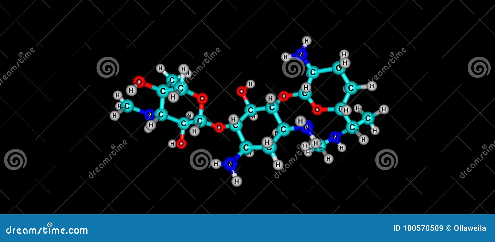 gentamicin molecular structure  on black