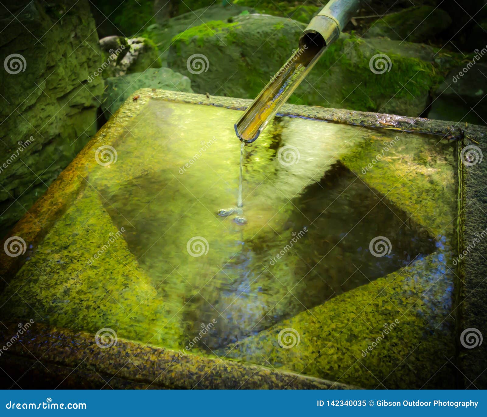 Tranquility Gurgling Bamboo Fountain Stock Image Image Of