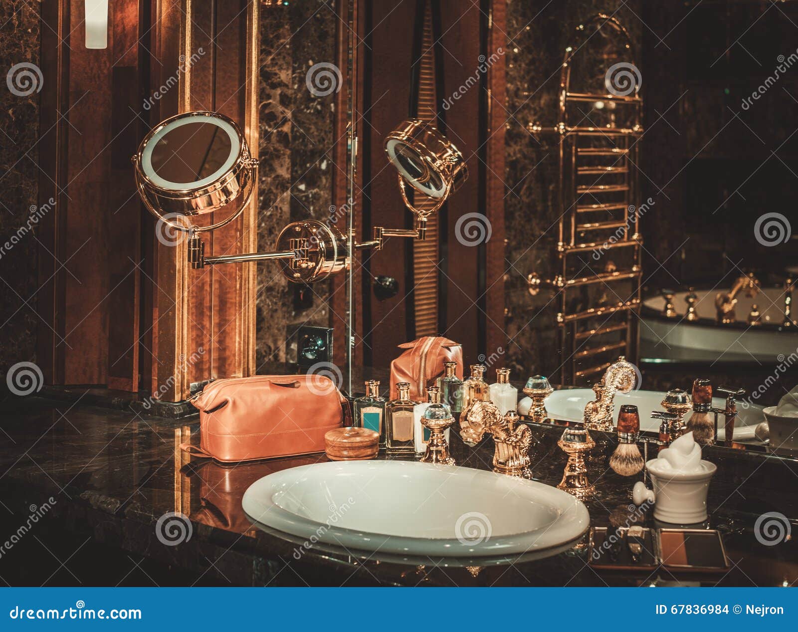 Gentleman S Accessories in a Luxury Bathroom Interior. Stock Photo