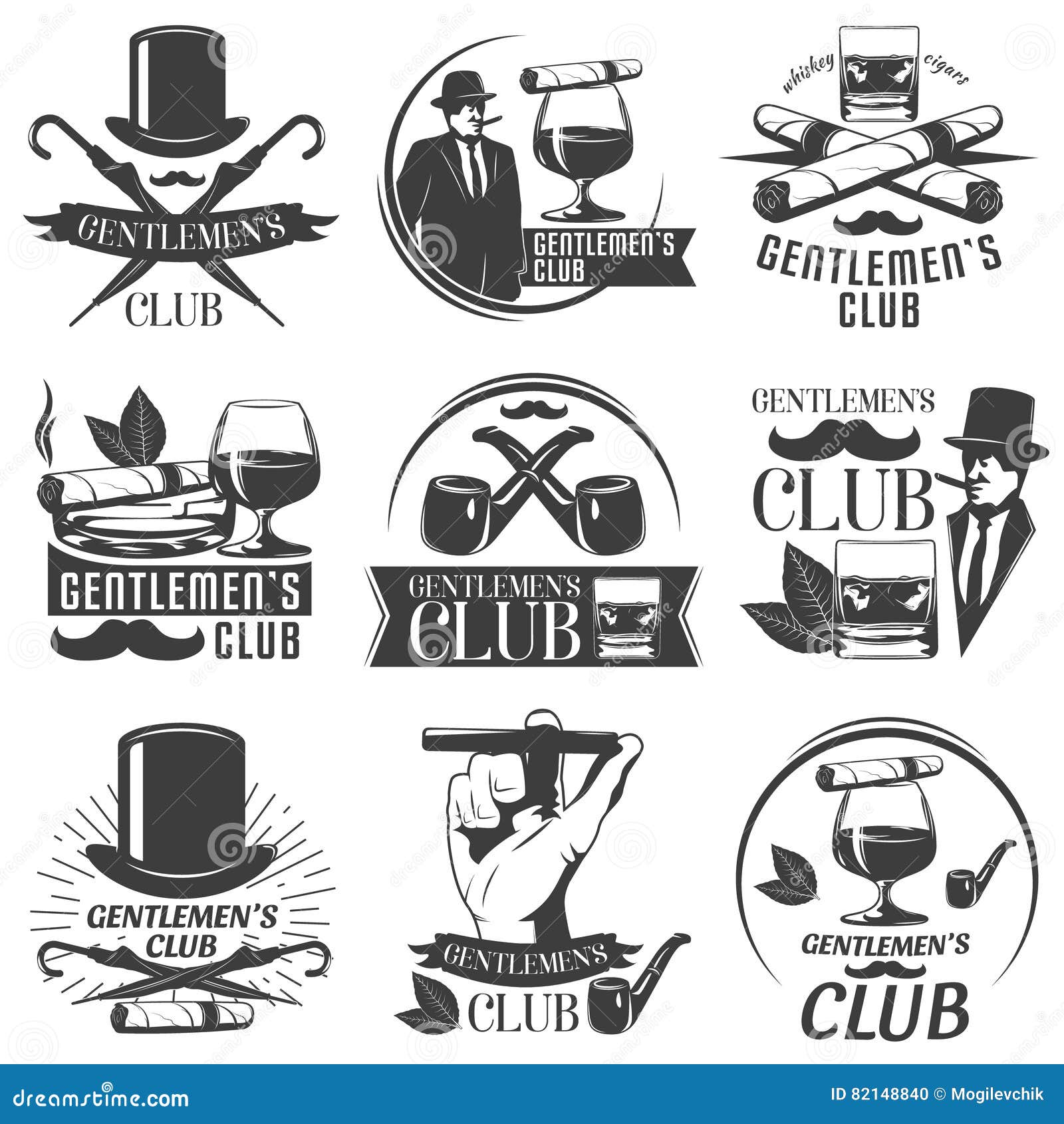 Gentlemen Club Label Set stock vector. Illustration of iron - 82148840