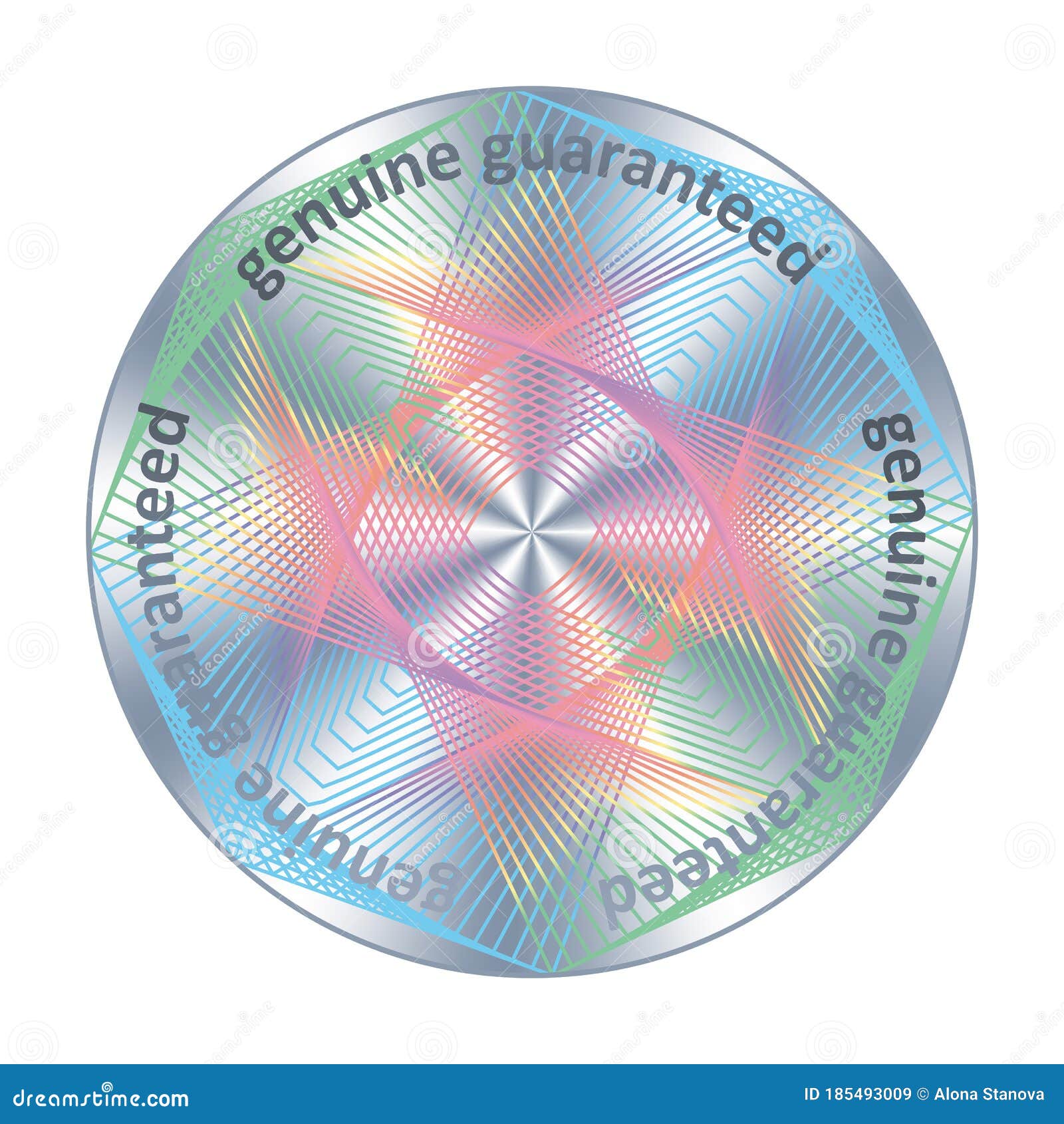 genuine guaranteed round hologram metallic raibow sticker.   for product quality guarantee