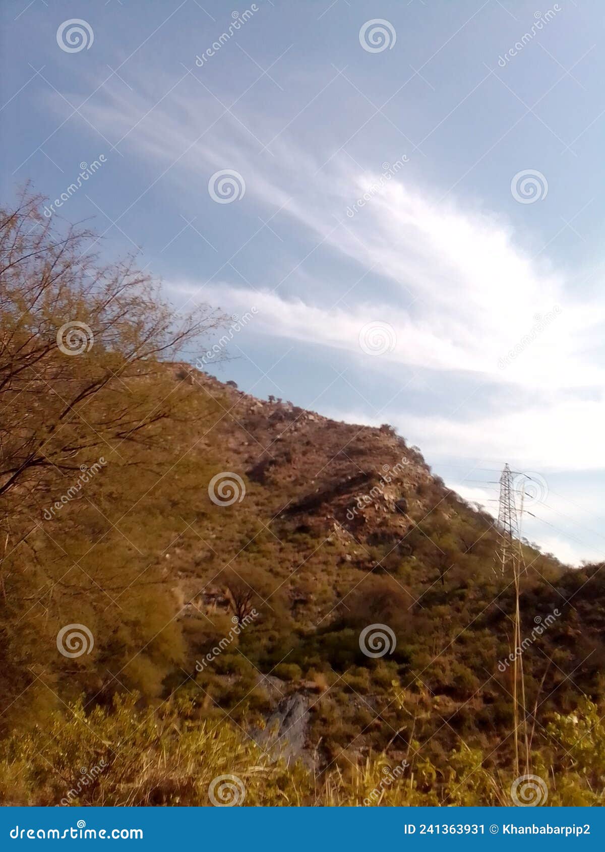 Electric Pole on Mountain View Stock Image Image of mountain, wadi