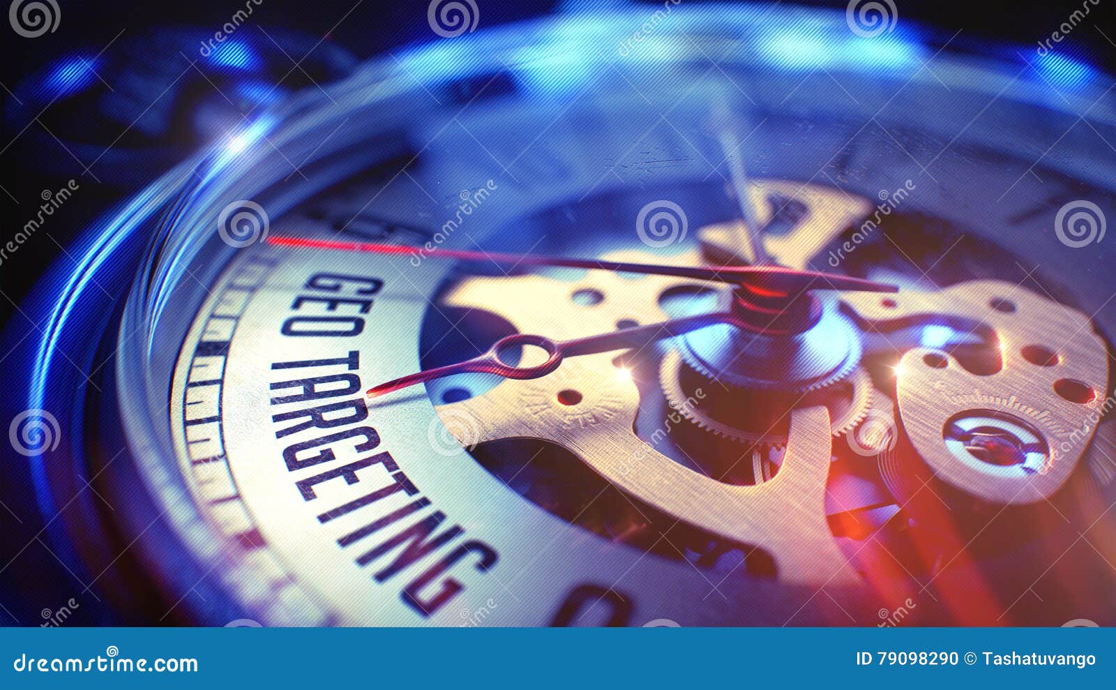 geo targeting - phrase on pocket watch. 3d .