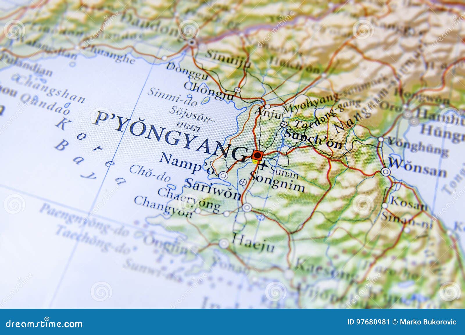 Geograficzna Mapa Północnego Korea Stolica Pyongyang Obraz Stock