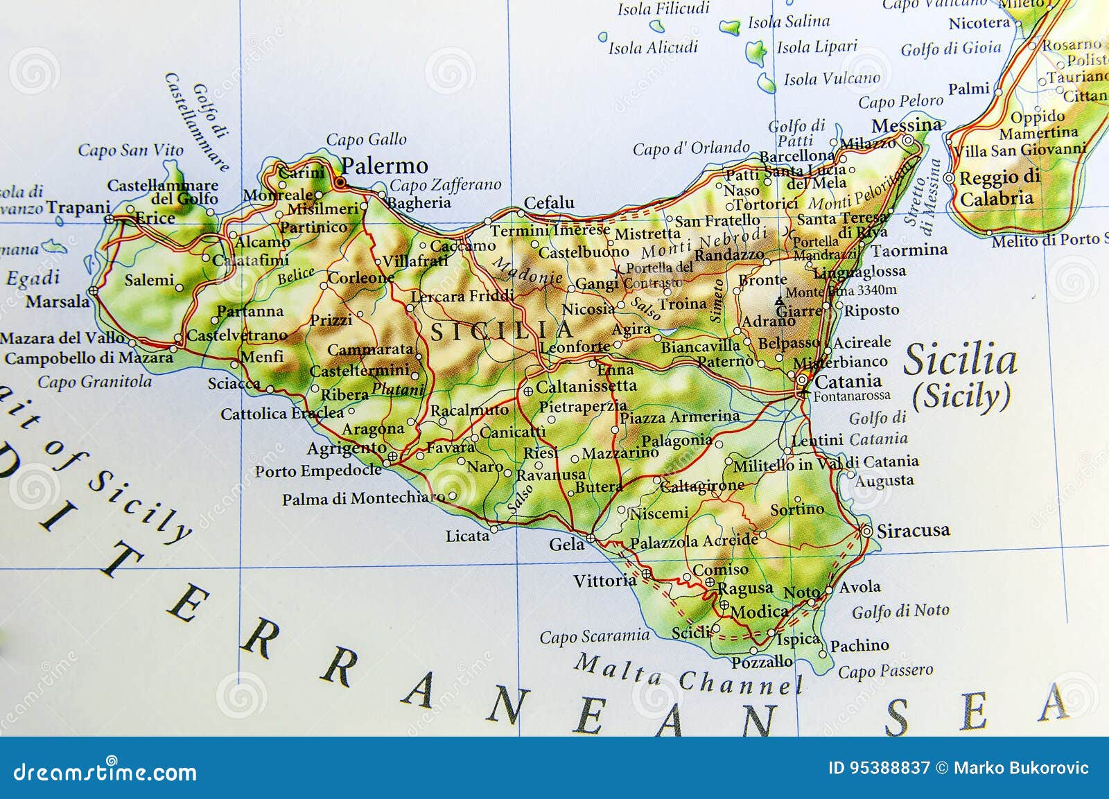 Geografische Kaart Van Europees Land Italië Met Het Eiland Van Sicilië Stock Afbeelding - Image Of Italië, Nearsighted: 95388837