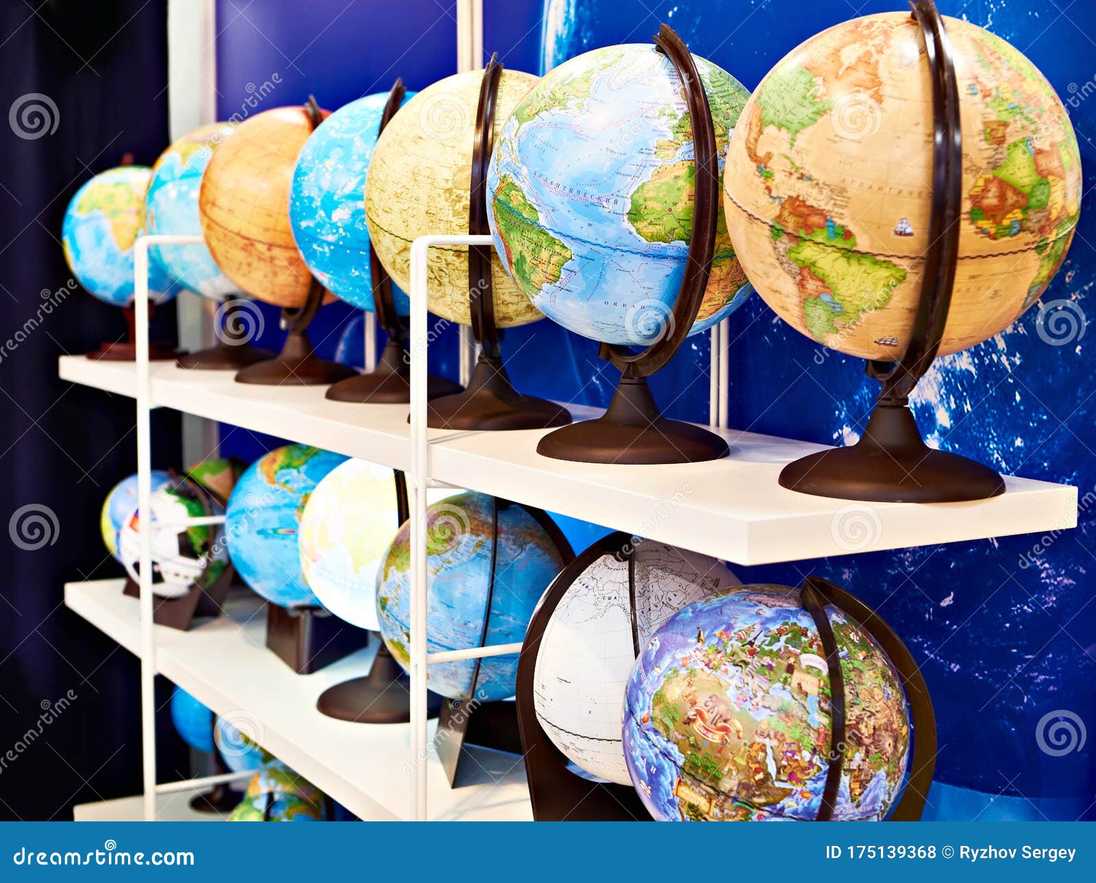 Geographic globes in store stock photo. Image of ocean 175139368