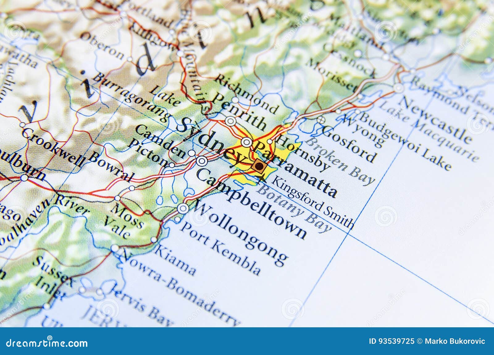 Geographic Map of Australia with Sydney City Stock Image Image of