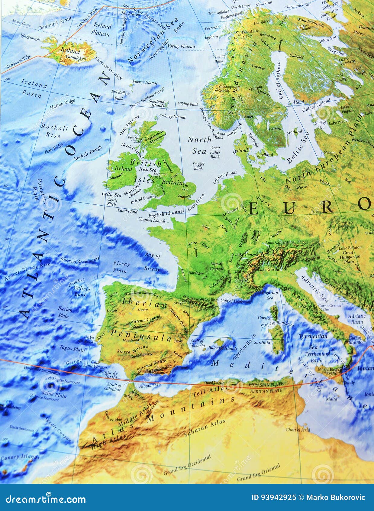 Geographic Map of Europe Close Stock Image Image of poland, continent