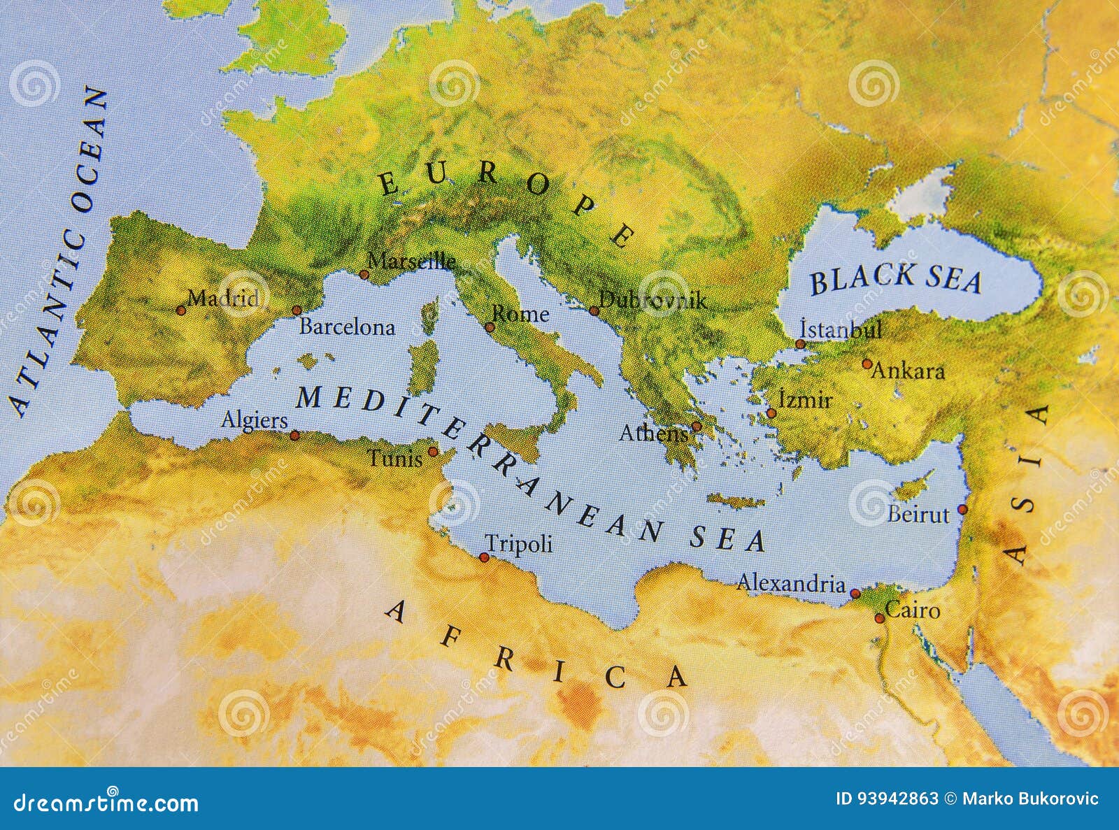 Geographic Map of Europe Close View Stock Image Image of europe