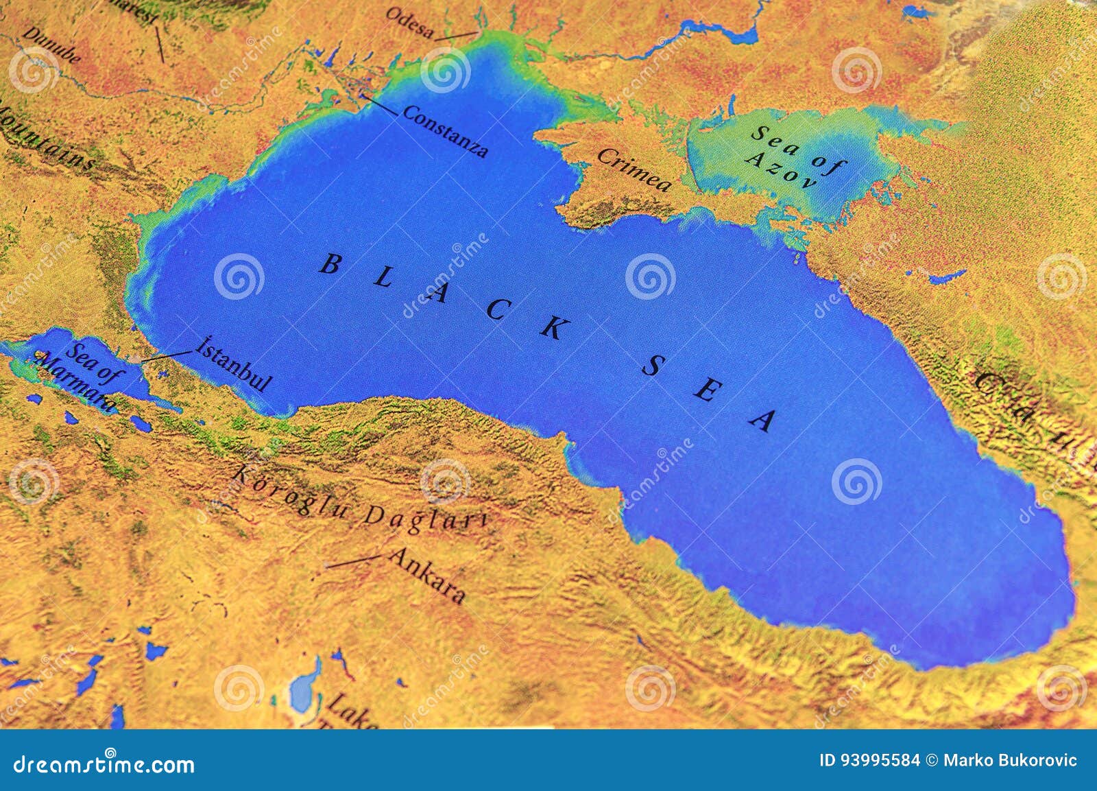 Geographic Map of European Black Sea Stock Photo - Image of travel