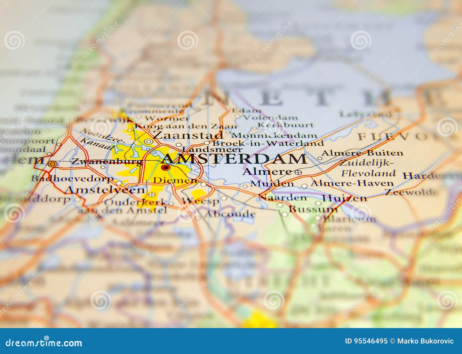Geographic Map of European Country Netherlands with Amsterdam Capital