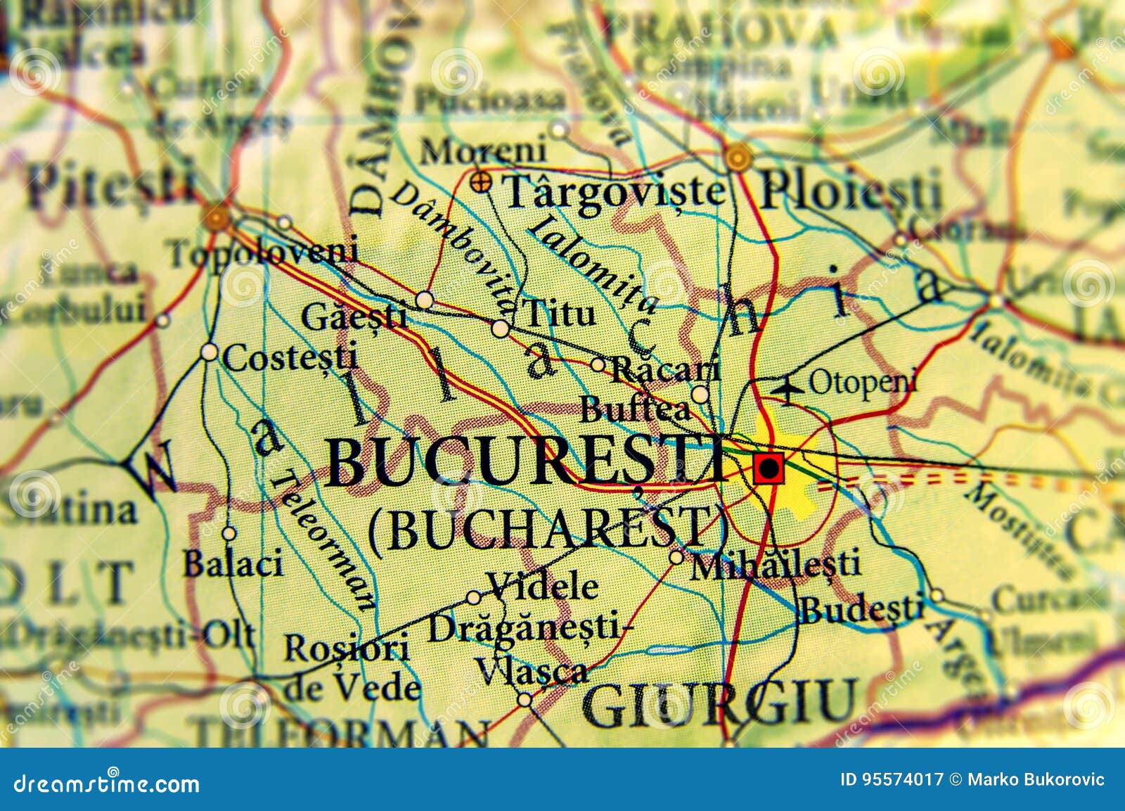 geographic map of european country romania with capital city bucuresti