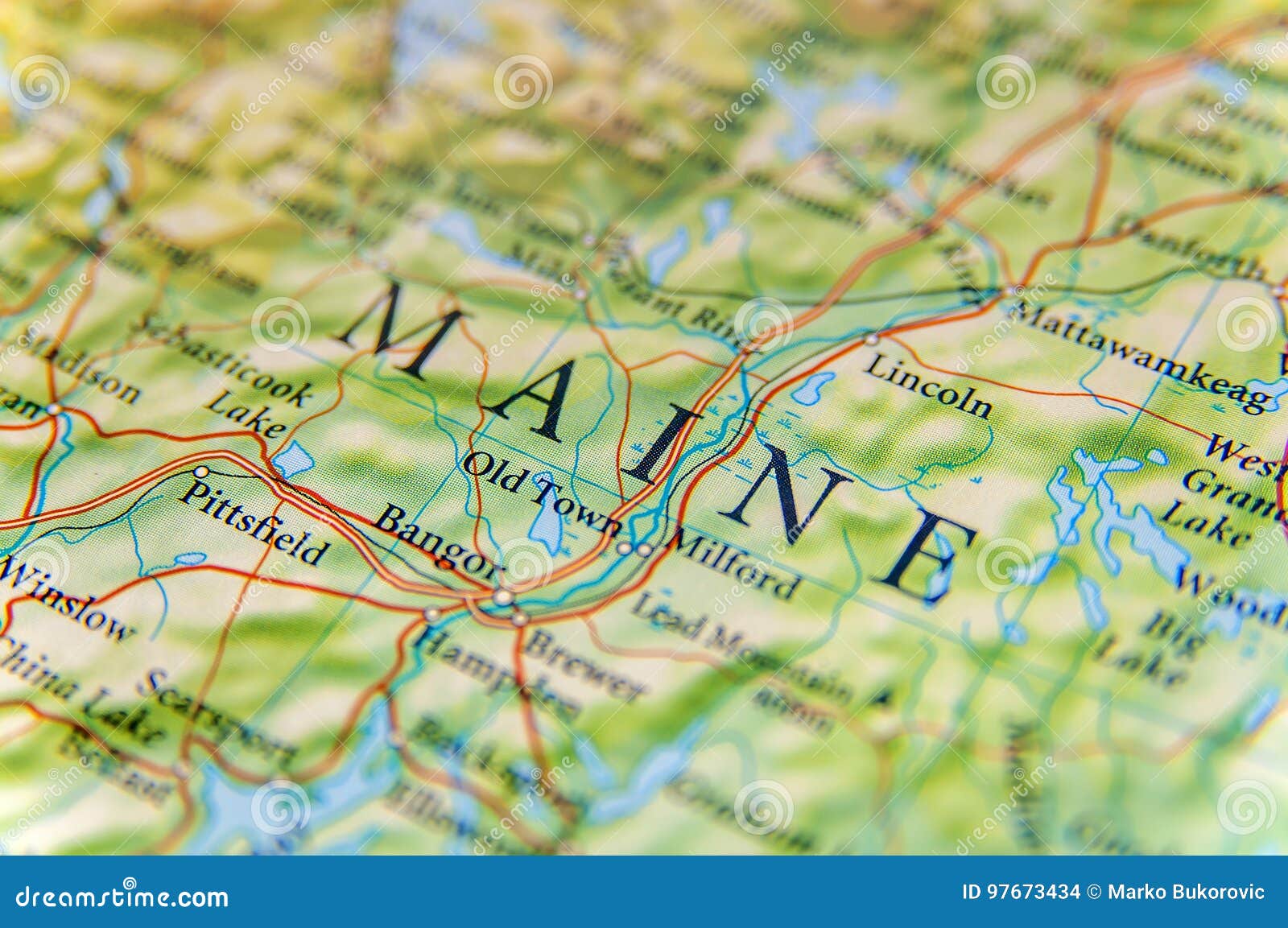 Geographic Map of Maine Close Stock Photo Image of close, geographical 97673434