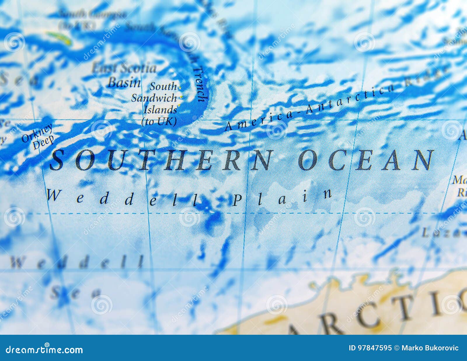 geographic map of souther ocean close