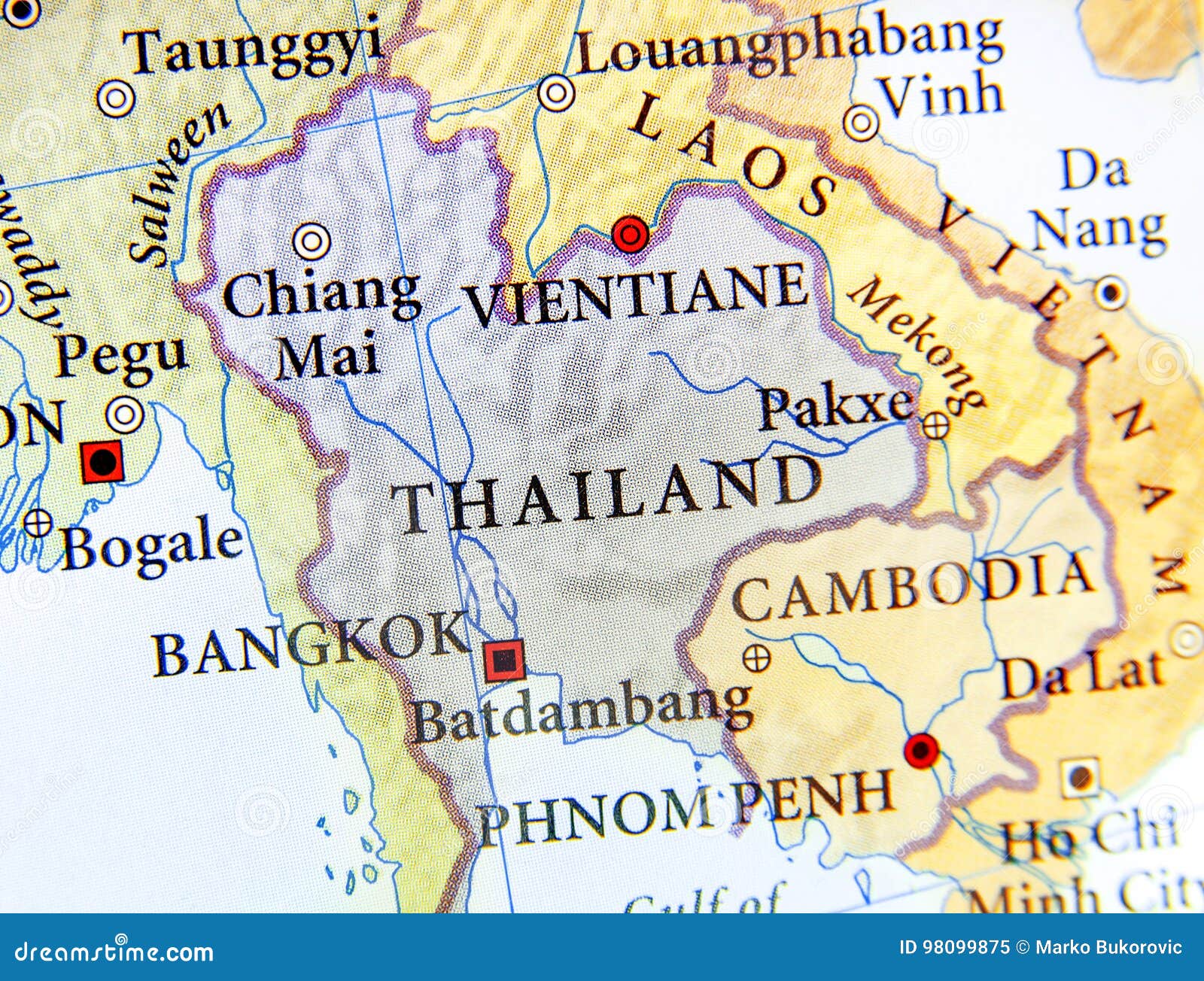 Geographic Map of Thailand with Important Cities Stock Image Image of