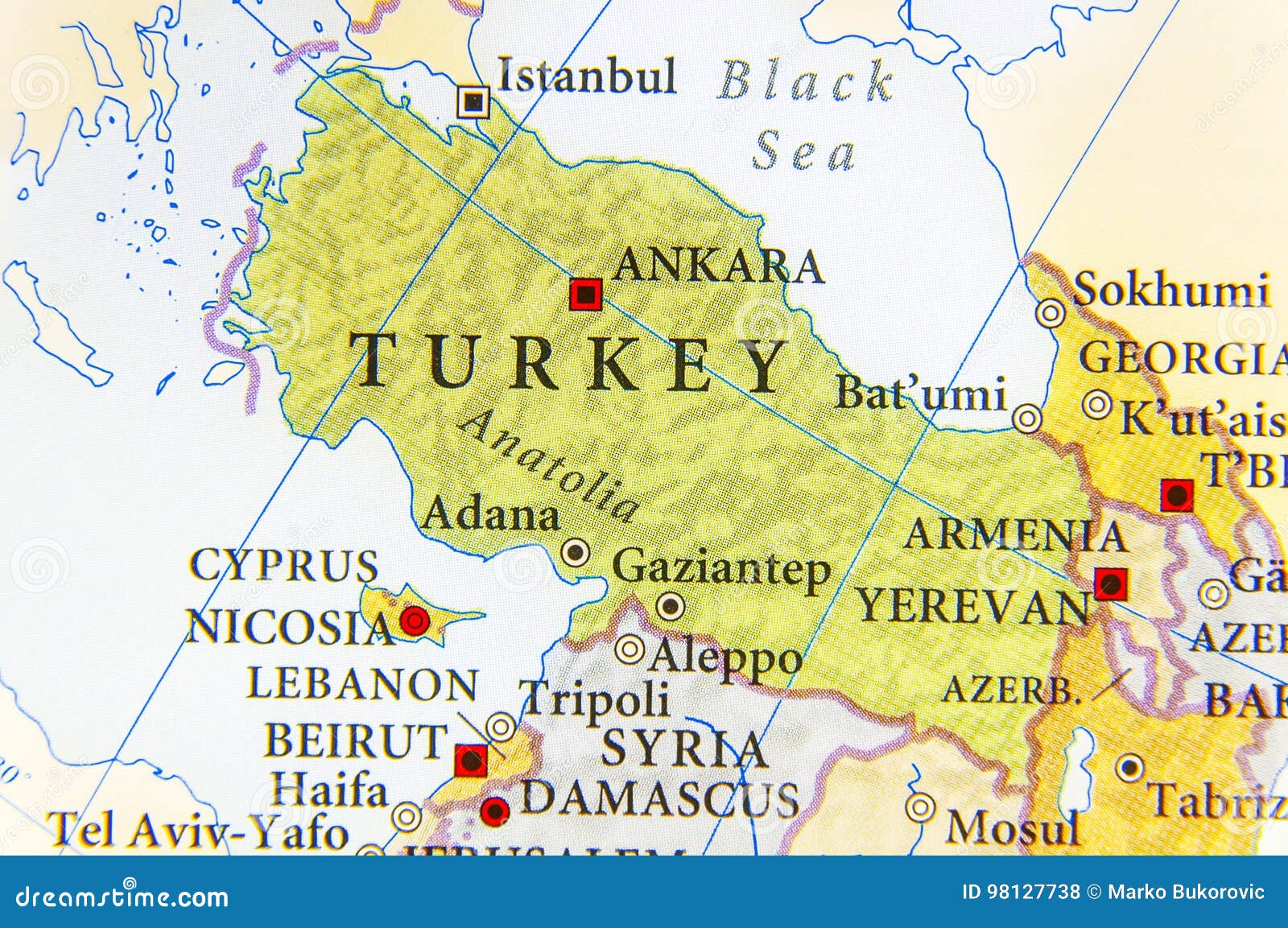 Geographic Map Of Turkey With Important Cities Stock Photo - Image of important, graphic: 98127738