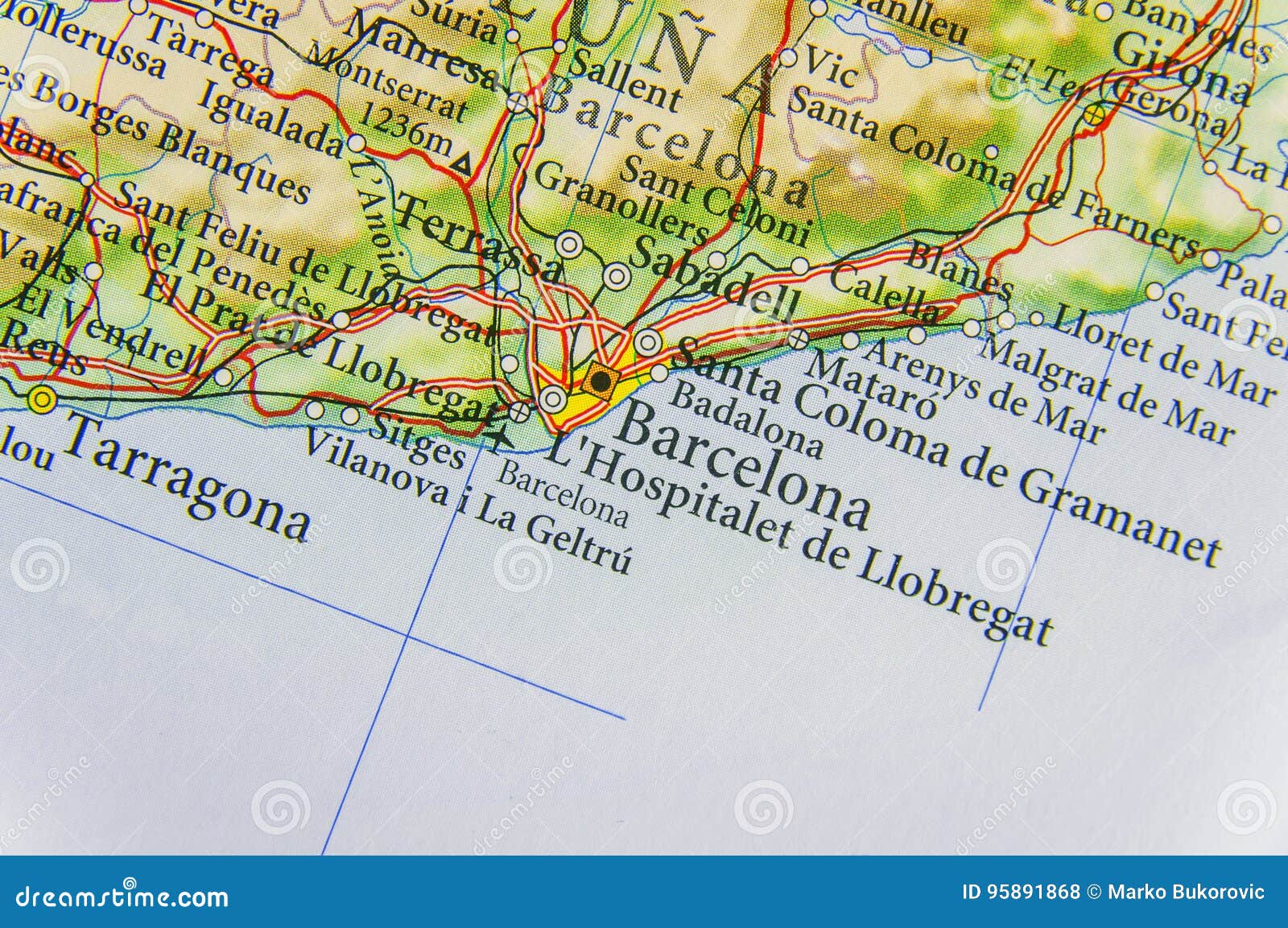 Geographische Karte Des Europaischen Landes Spanien Mit Barcelona Stadt Stockfoto Bild Von Nearsighted Spanisch
