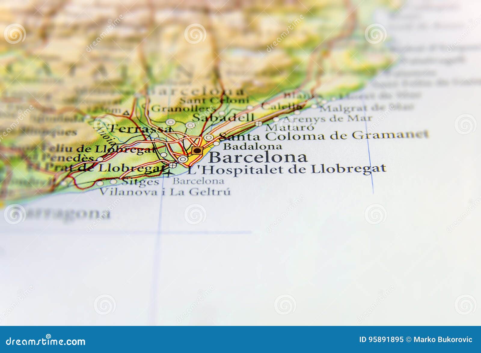Geographische Karte Des Europaischen Landes Spanien Mit Barcelona Stadt Stockbild Bild Von Isch Cartography 9515