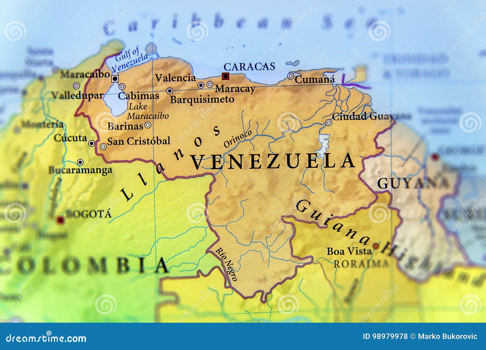 Geographische Karte Von Venezuela Landern Mit Wichtigen Stadten Stockfoto Bild Von Zieleinheit Festgesteckt 98979978
