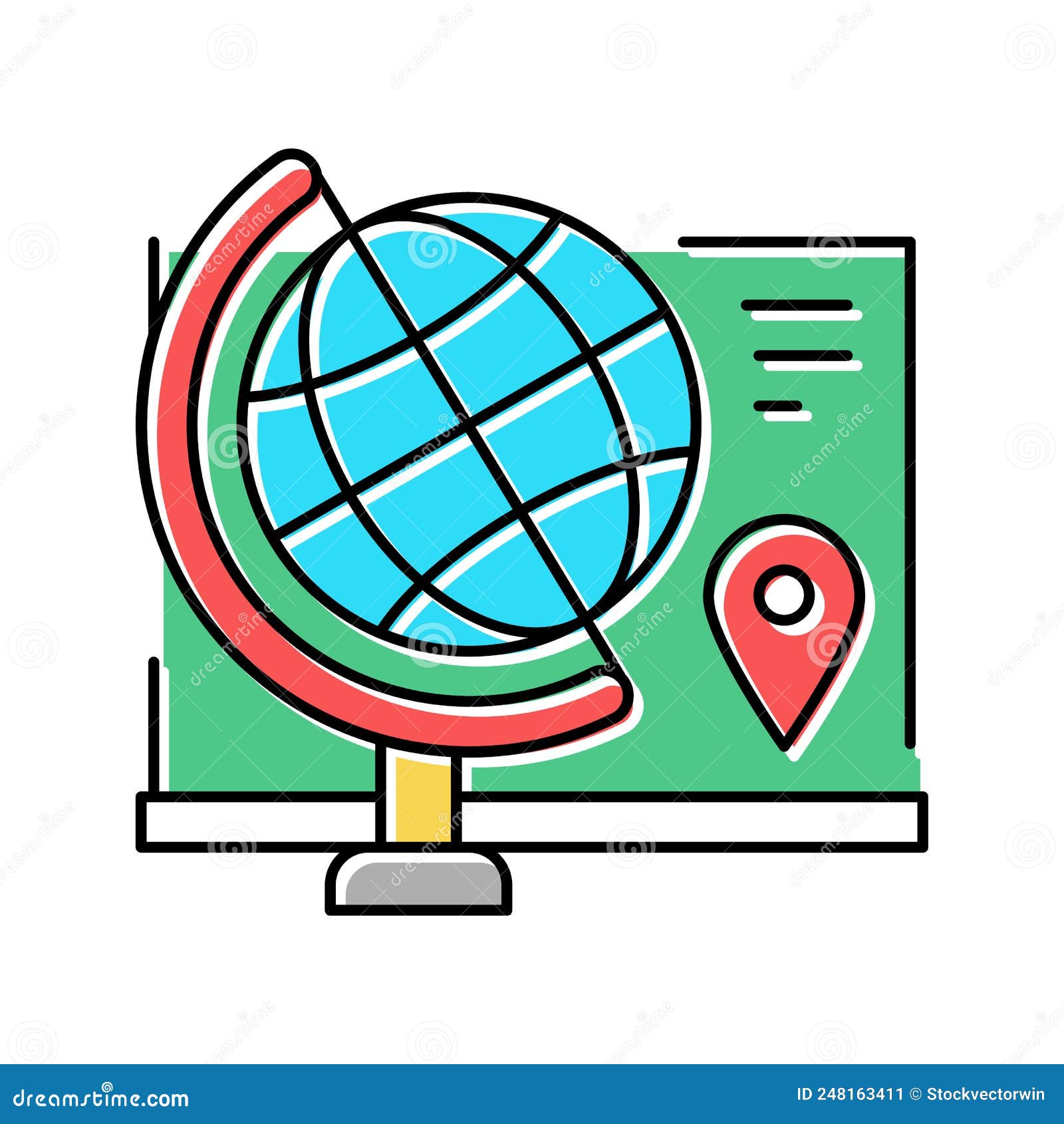 Geography School Subject Color Icon Vector Illustration Stock Vector