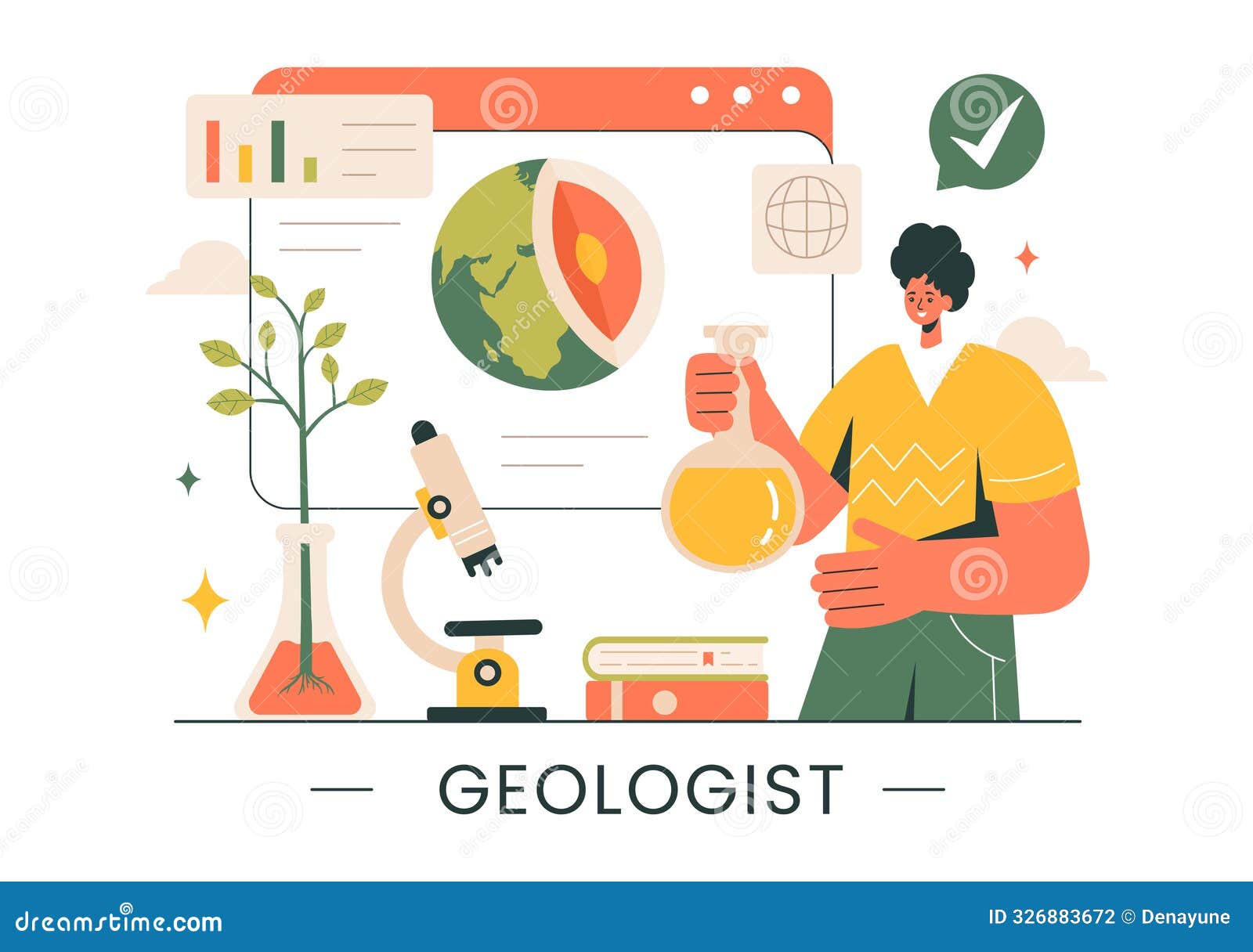 Geologist Soil Flat Composition Vector Illustration CartoonDealer a-c-components