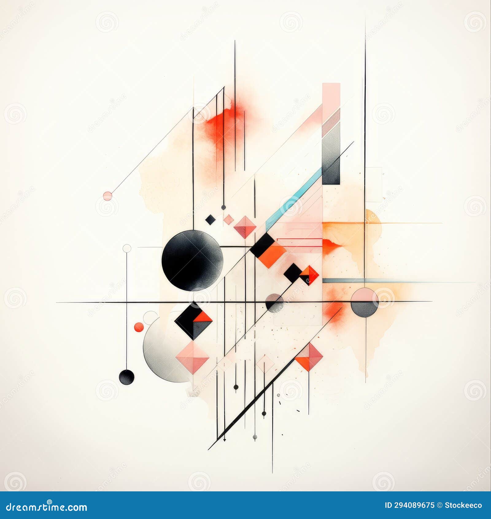 geometric abstract art: watercolor inspired by constructivism