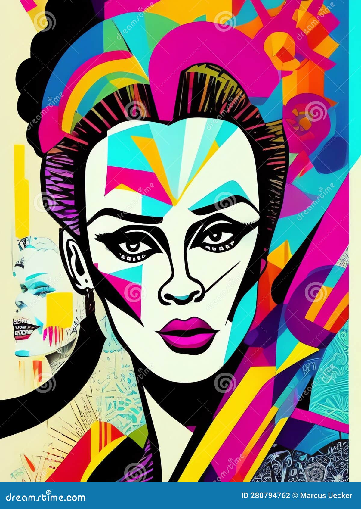 geometric abstract portrait of a woman. - generative ai .