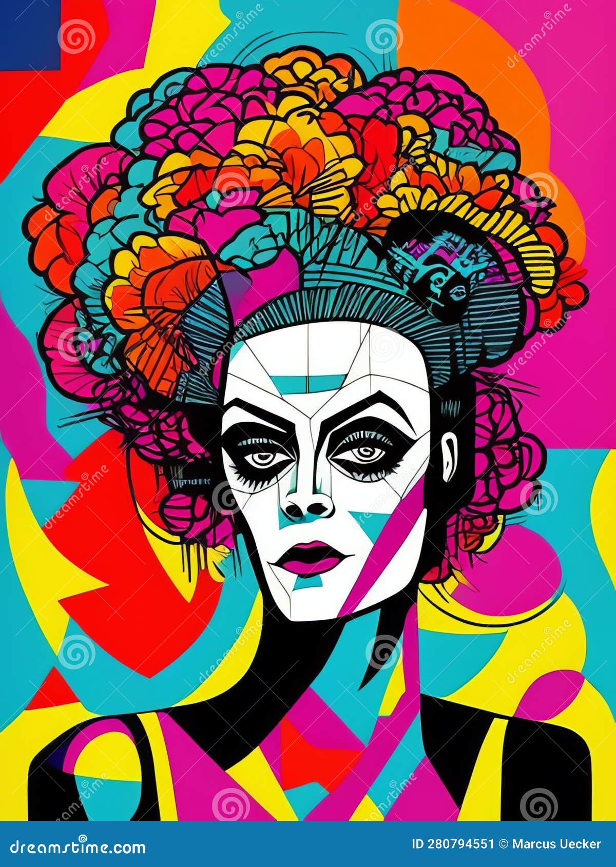 geometric abstract portrait of a woman. - generative ai .
