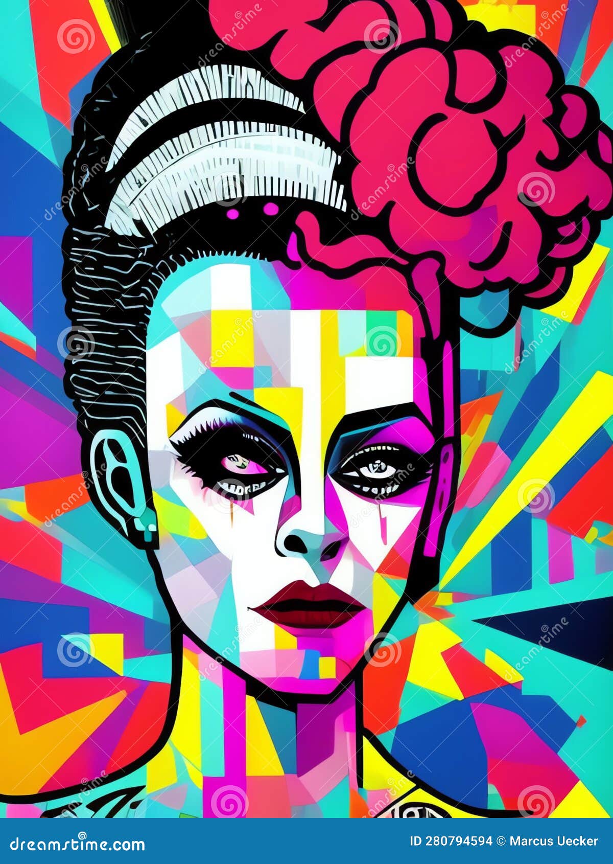 geometric abstract portrait of a woman. - generative ai .