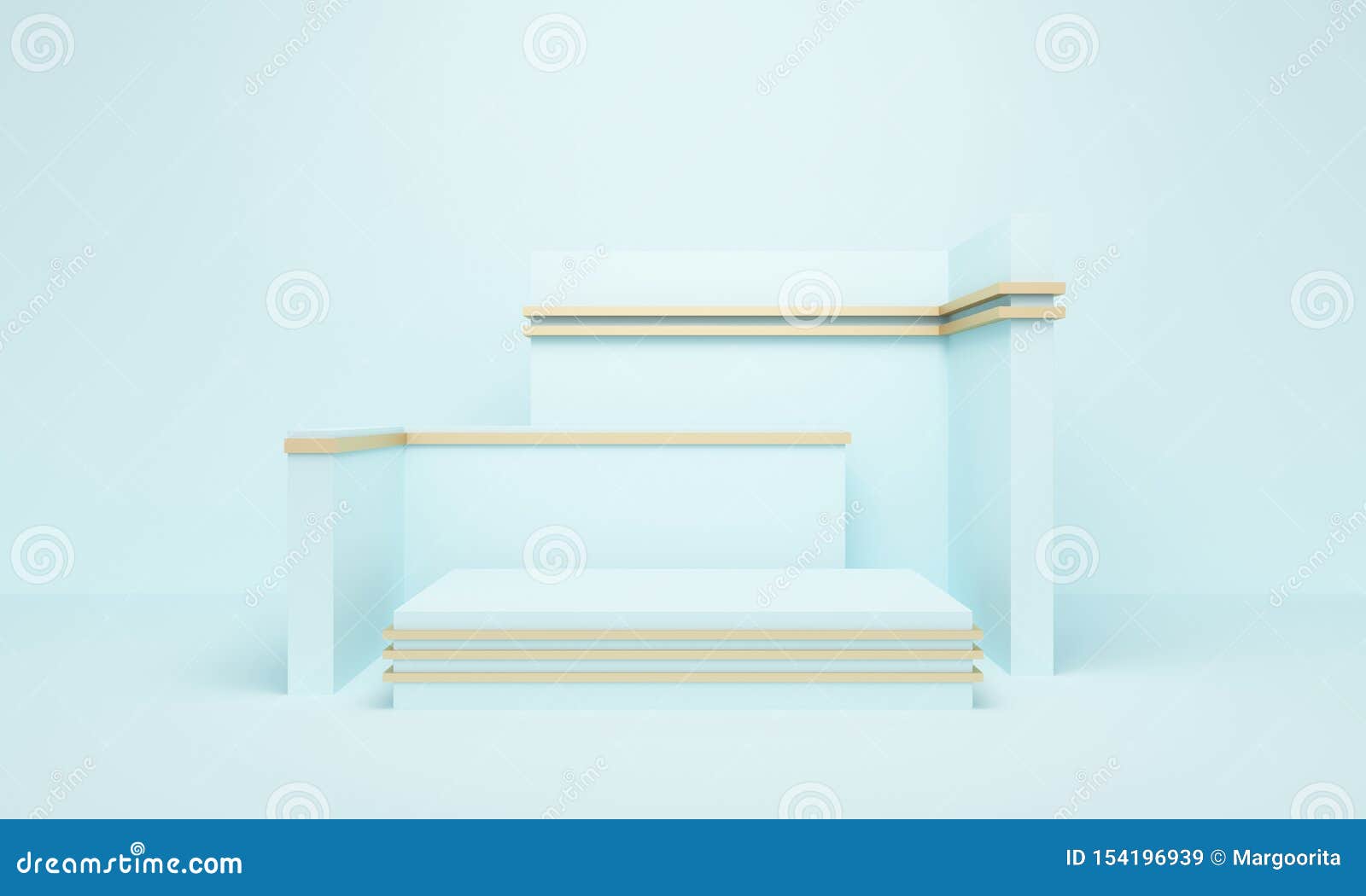 Geometric Blue Abstract Background with Square Platform. 3d Rendering ...