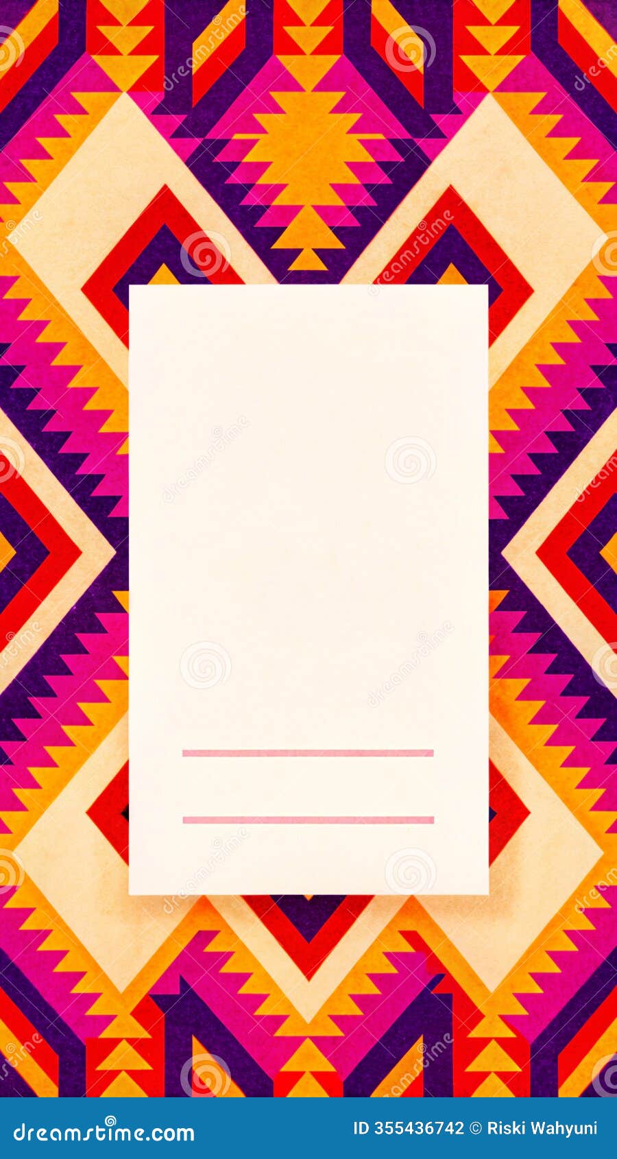 geometric border pattern with paper texture and neon sunset palette