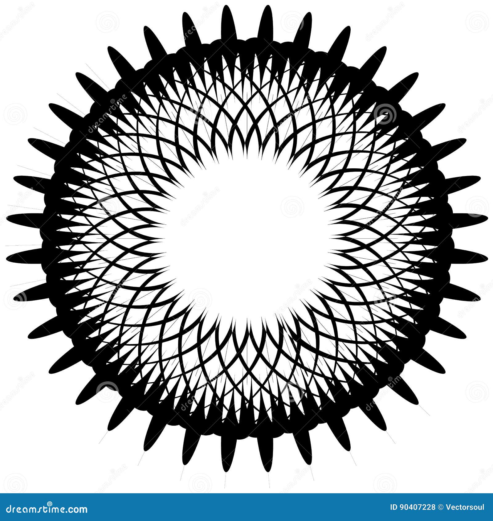 Geometric Circular Pattern Abstract Monochrome Illustration Series