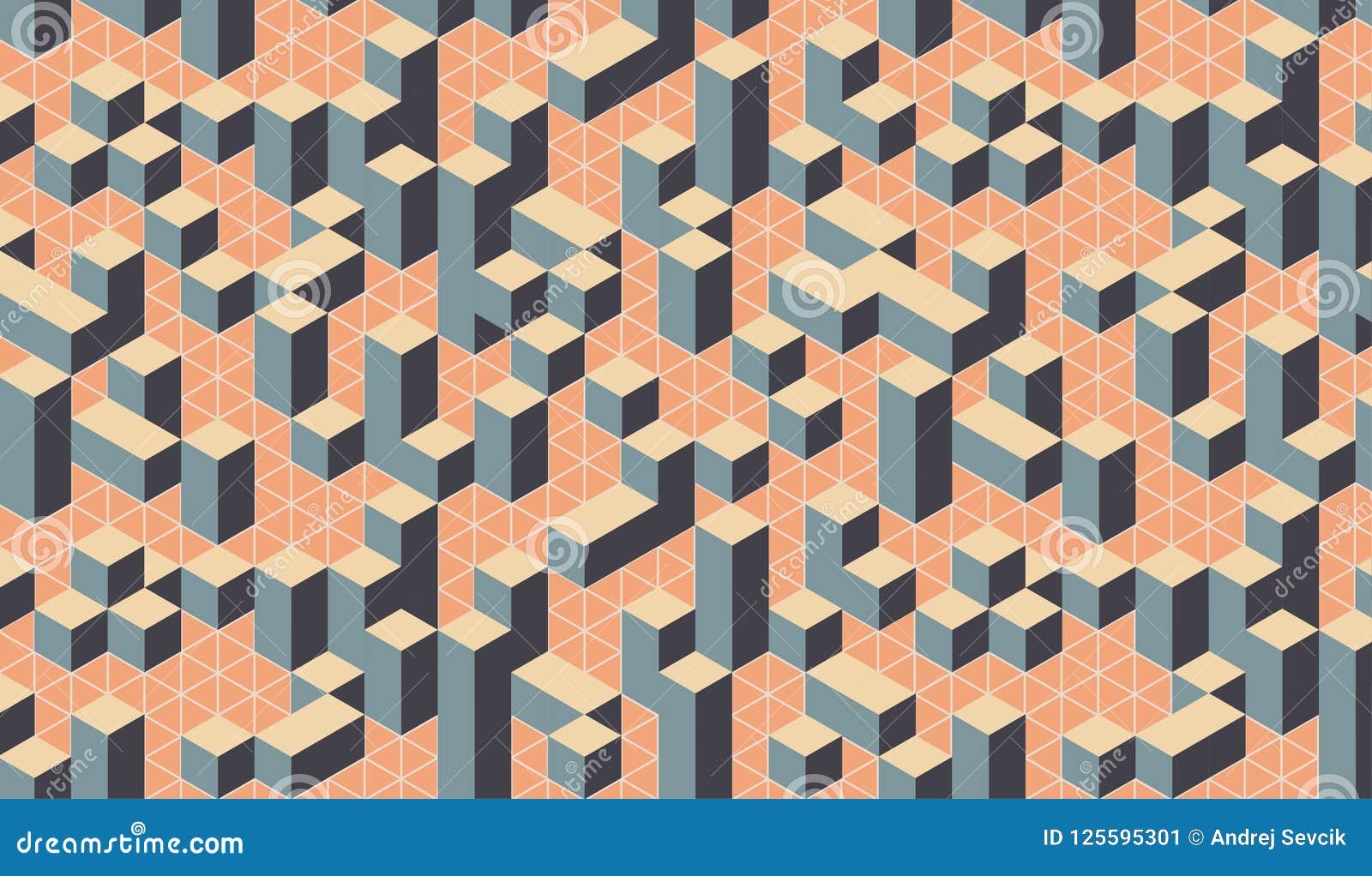 Geometric Colorful 3D Effect Optical Square City Pattern. Stock Vector