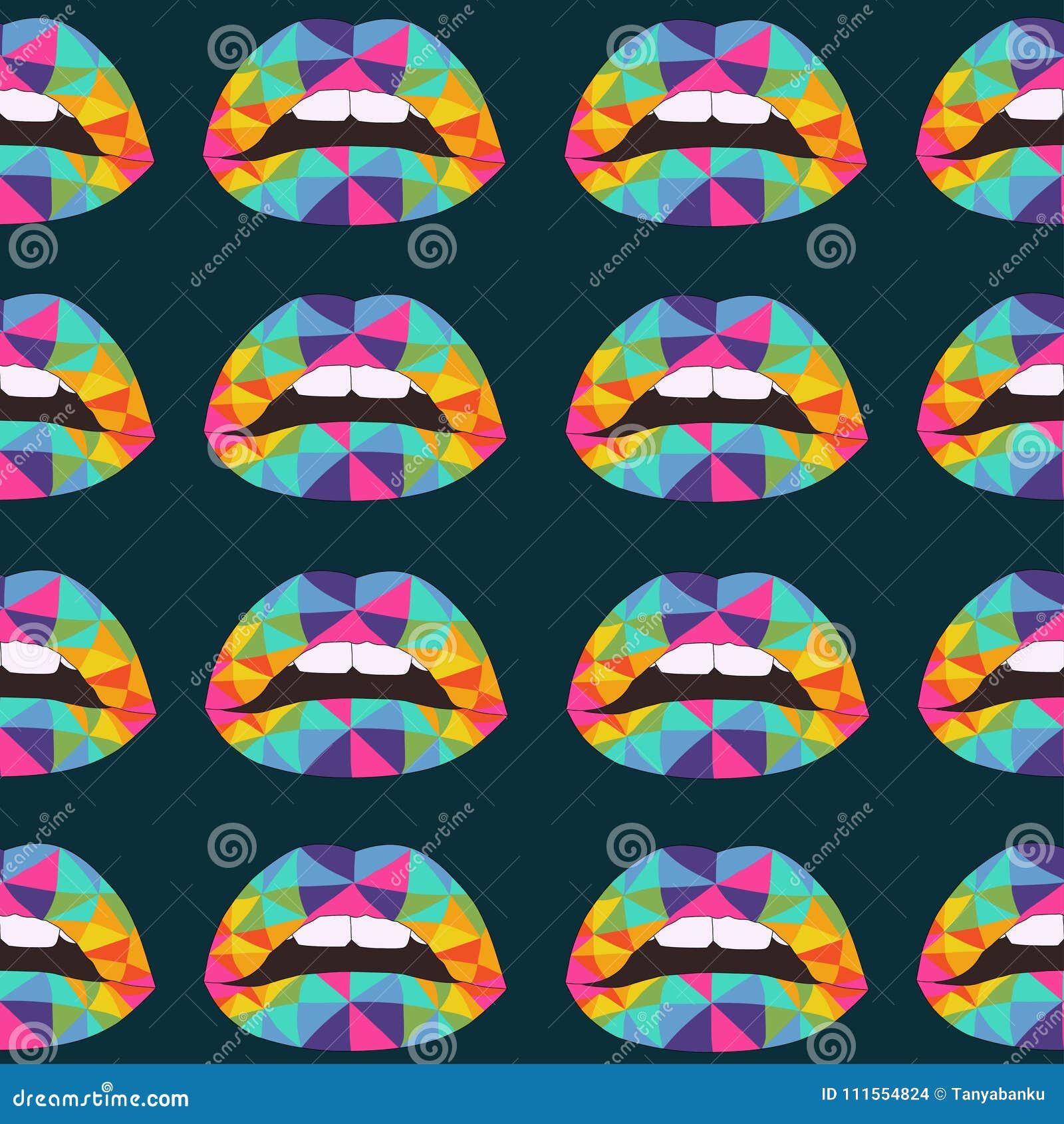 Geometric Colorful Rainbow Lips Vector Seamless Pattern Stock Vector Illustration of drawing