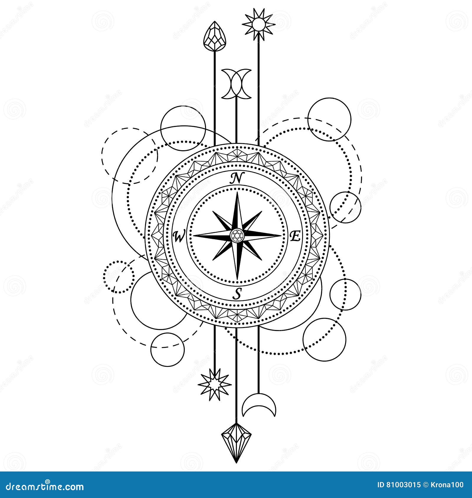 Compass Geometric Tattoo Images