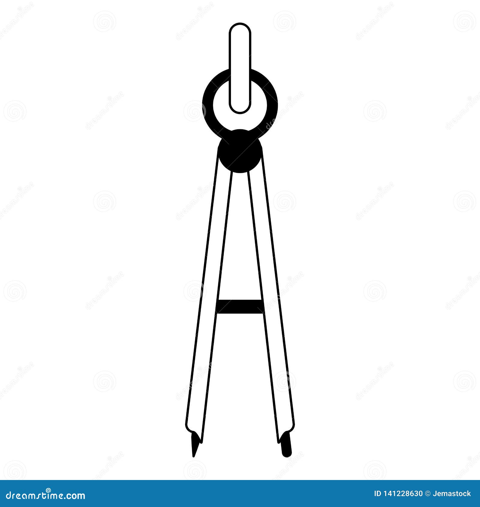 Geometric Compass Tool Black and White Stock Vector Illustration of