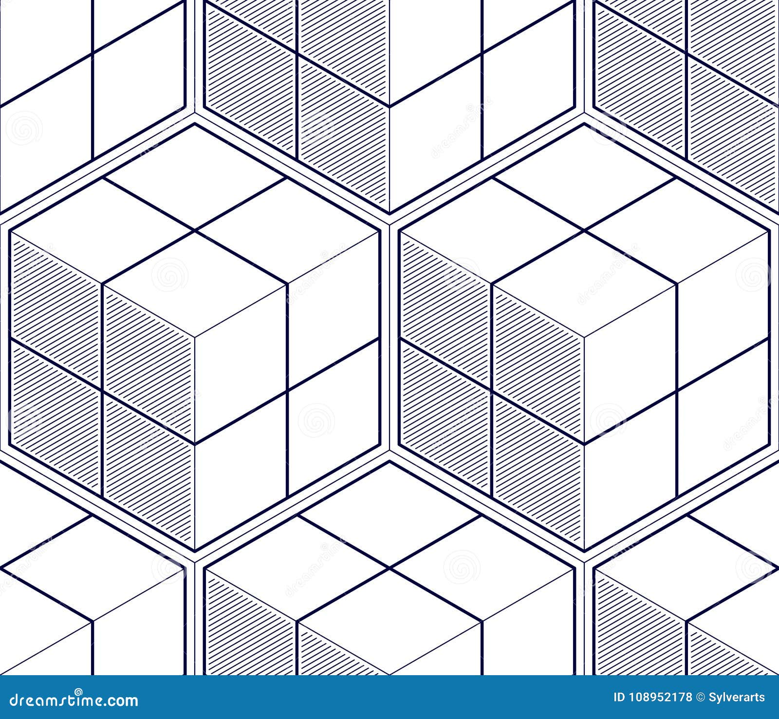 Geometric Cubes Abstract Seamless Pattern 3d Vector Background Stock