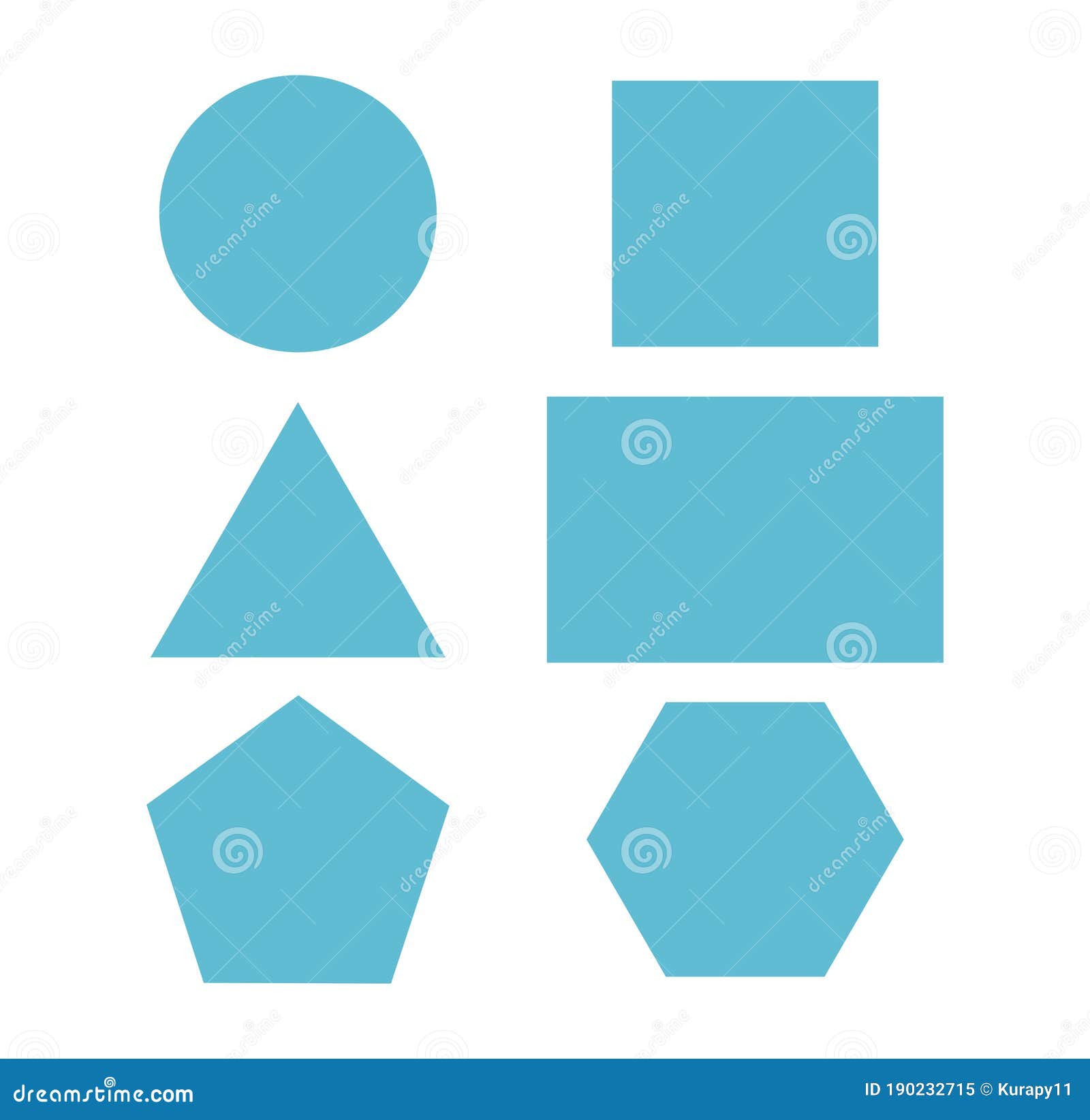Geometric Figures Square, Circle, Triangle, Rectangle, and Others. Vector Flat Education Icons