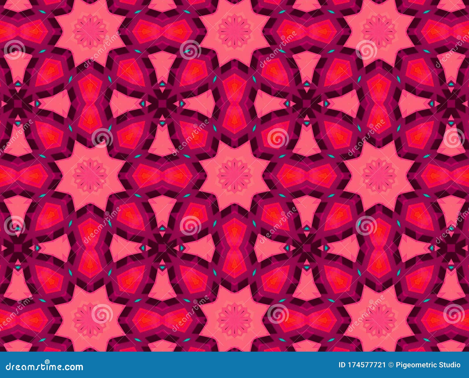 geometric fractal seamless background with  abstract and kaleidoscope square repetition