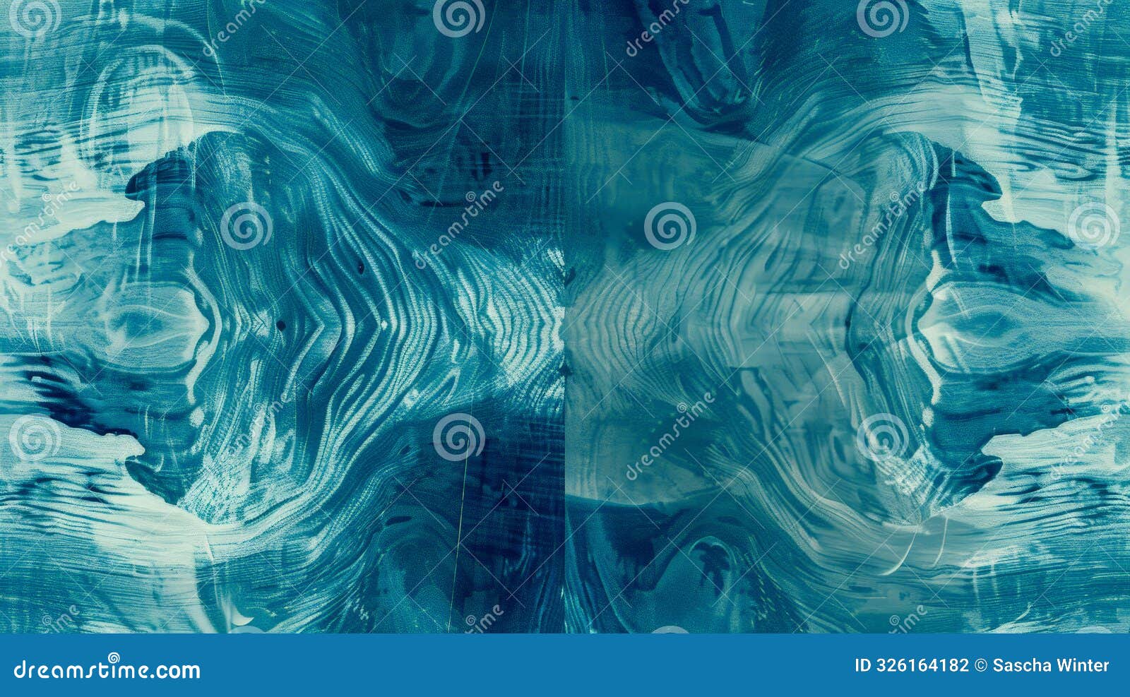 geometric fractal wood pattern in aqua to navy