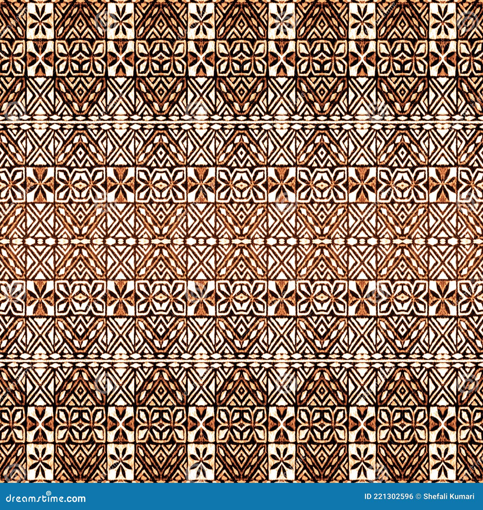 Geometric High Definition Repeat Boho Pattern Isolated on White Canvas