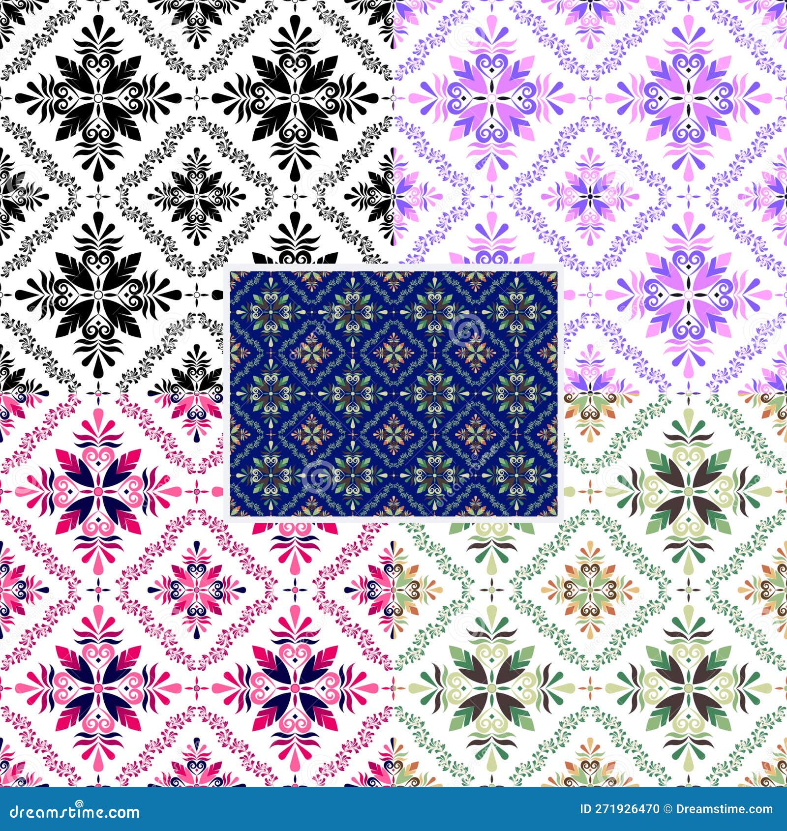 Geometric Illustration. Pattern Work. Seamless 5 Color Pattern