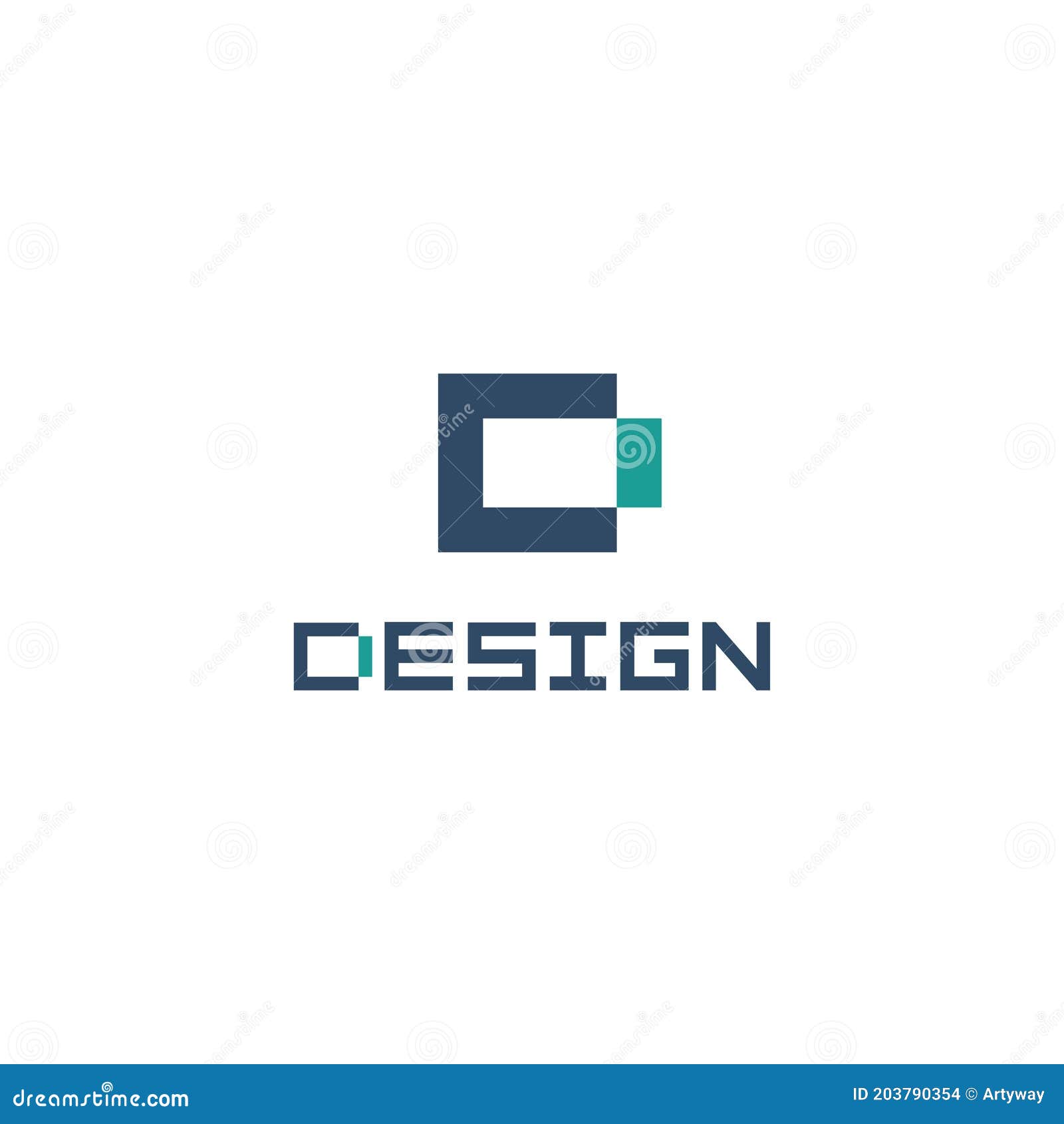 Geometric Letter D Flat Cartoon Style Vector Logo Concept. Room Scheme ...